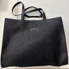 Bolso de Mano Guess Para Mujer Negro Imitación Cuero Firma Logo Doble Asas NUEVO con Etiqueta