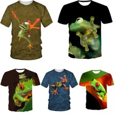 Divertida Rana Árbol Animal Caliente Camiseta Impresa en 3D Verano Hombre Moda Informal Prendas para el torso