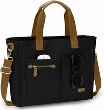 Bolso de Mano de Lona para Mujer, Bolso de Mano Grande con Cremallera y Compartimentos para Trabajo C