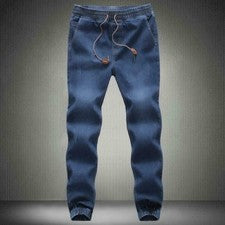 Pantalones harén de mezclilla para hombre Pantalones Jean Jogger Cordón Informal Moda Pantalones deportivos