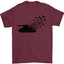 Camiseta estilo Banksy Tank and Doves Peace para hombre 100 % algodón