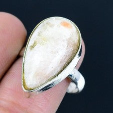 Scolecita piedras preciosas hechas a mano 925 anillo de joyería de plata...