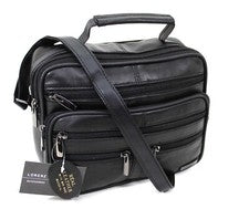 Bolso Bandolera de Hombro Mensajero de Viaje de Vuelo de Cuero Real Lorenz Multipacket