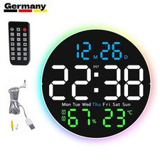 Gran Reloj Digital Reloj de Pared con Mando a Distancia Temperatura Fecha Semana Indicador LED ES