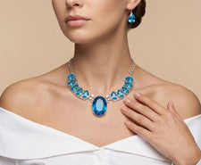 Collar Topacio Azul Suizo Plata de Ley 925 Mujer Joyería de Tendencia S-18"