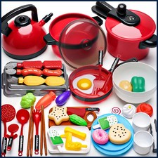 Utensilios de cocina de cocina rojos de alto detalle de simulación para niños, uso escolar en el hogar