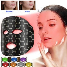 Terapia de luz roja para rostro 7 colores máscara facial LED cuidado de la piel facial viaje en el hogar