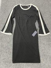 Vestido vaina Tommy Hilfiger negro blanco manga campana hasta la rodilla para mujer talla 2”