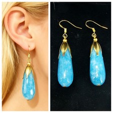 Pendientes Larimar pendientes de plata de ley 925 gancho de oreja forma de gota Bailysbeads®