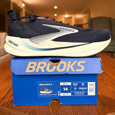 Zapatillas deportivas Brooks Ghost Max 4 bajas con cordones azules blancas para hombre 2E