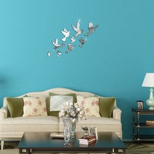 Juego de 3 pegatinas de pared acrílicas plateadas reutilizables superficie espejo decoración del hogar