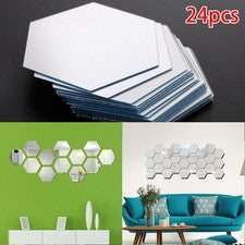 Pegatina de pared con espejo hexagonal 3D arte azulejo calcomanía hogar sala arte decoración confiable