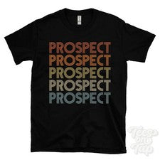 CAMISETA PROSPECT ESTILO RETRO REPETIDO para hombre y mujer Reino Unido top name regalo