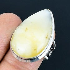 Dendrita ópalo piedras preciosas hecho a mano 925 anillo de joyería de...