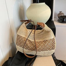 Bolso de hombro de verano de gran capacidad tejido de paja para mujer hecho a mano ganchillo playa