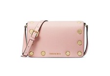 MICHAEL KORS Holly Bolso Bandolera Pequeño con Tachuelas Solapa Mujer -Rosa Suave~