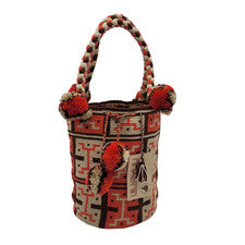 Bolso Wayuu Grande Hecho a Mano COLOMBIANO Brillante Pom Pom Boho Mochila Estilo Tribal