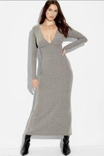 Vestido Wild Fable Para Mujer Acogedor LS Maxi Empire Cintura Gris Mediano Nuevo con Etiquetas
