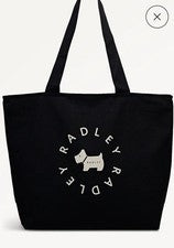 Bolso de Mano Radley London Grande con Cremallera Superior Lona Suave Redondo Negro Nuevo con Etiquetas