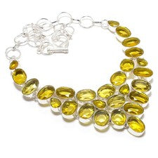 Collar de joyas de piedras preciosas de citrino hecho a mano 18"