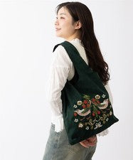 BOLSO DE MANO BORDADO Jubilee patrón William Morris E-Forest Verde (40x60cm)