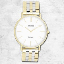 Oozoo Metal Mujer Reloj Analógico Cuarzo Pulsera Plata Oro Vintage UOC20402