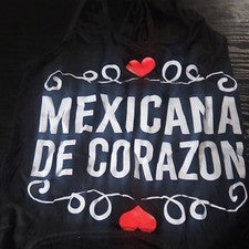 Camiseta sin mangas negra roja con gráfico de corazón sin mangas para mujer tema mexicano