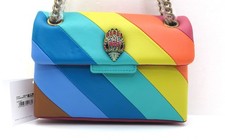 Bolso Bandolera NUEVO CON ETIQUETAS KURT GEIGER KENSINGTON Mini Cuero Chevron Rayas Multicolor