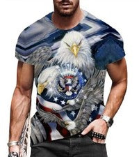 Camiseta Hombres Águila Moda Estampado Gráfico Manga Corta Camiseta