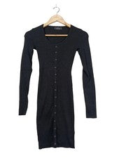 Bershka Strickkleid Zopfmuster Casual Viskose Schwarz Gr. 36