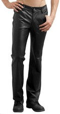 Pantalones de cuero para hombre básicos informales ajustados calce de motociclista estilo pantalones de mezclilla negros