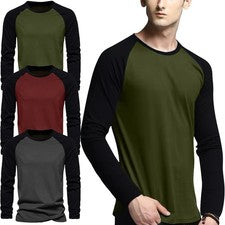 Camiseta raglán de manga larga para hombre equipo de béisbol adolescente camiseta moda cuello redondo S-2X