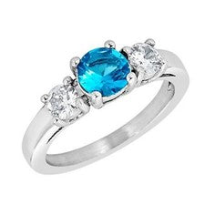 Anillo de piedra de nacimiento de diciembre para mujer azul circonita cúbica acero inoxidable tallas 3-10