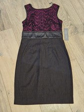 Nuevo con etiquetas Vestido Vaina London Times Sin Mangas Negro y Rosa Para Mujer 4