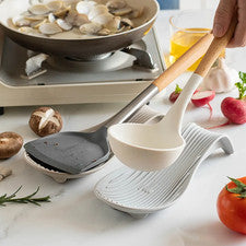 Estante de cuchara de silicona flexible resistente al calor para encimera placa de cocina Ver