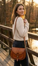 Bolso Bandolera Sillín Personalizado Para Mujer Mediano Cuero Genuino Estilo Vintage