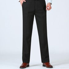 Hombres Padre Vestido Pantalones Pierna Recta Pantalones Negocios Formal Oficina Trabajo Moda