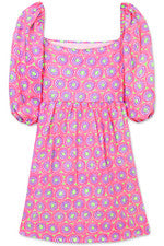 Vestido para mujer - Solero estampado - Vestido manga abullonada - 2XL - Rosa neón