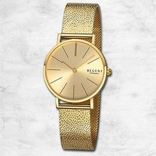 Regent Reloj de Mujer Pulsera Acero Inoxidable Análogo Mesh Metal Oro
