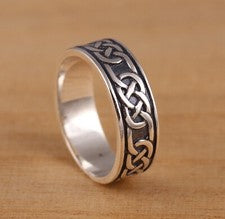Anillo de plata esterlina 925 sólido nudo celta banda/pulgar N-Z+1 tamaños 6,5 mm