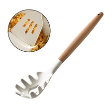 Utensilios de cocina multifuncionales de silicona con asas de madera para sartenes antiadherentes