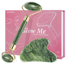 Juego de rodillos Gua Sha y Jade para cuidado facial, reducción de arrugas y levantamiento