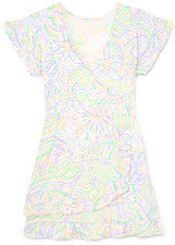 Vestido para mujer - Vestido estampado naranja púrpura - Mini vestido - Pequeño - Algodón