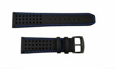 NUEVO Reloj Citizen CA0467-03E 23mm Cuero Negro Correa con Costuras Azules