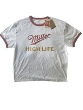 Camiseta Miller High Life Cerveza Logo Para Hombres Grande Blanca Estilo Retro Timbre Recortado Nueva