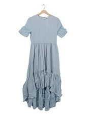 Vestido de verano para mujer Lost Ink a cuadros volantes azul talla XS/36 Maxi