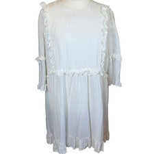 Mini vestido para mujer en el estilo talla 22 blanco roto manga corta volantes volantes