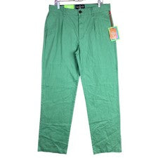 Chinos Houston blancos para hombre verdes plisados individuales pierna ancha algodón nuevos con etiquetas 34x32