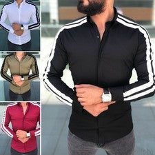 CamiSas Para Hombre de Vestir FormaLes De MOda Elegantes Camisetas Casuales-FiNa