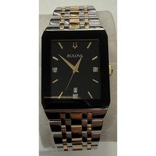 Reloj de cuarzo Bulova Quadra para hombre con esfera negra 98D153